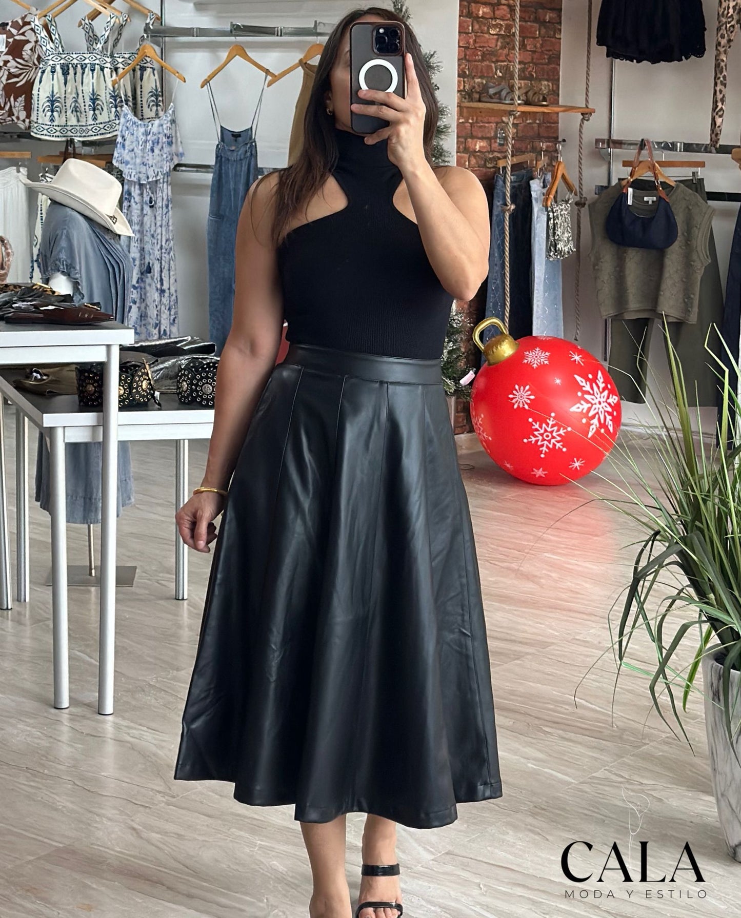 Leather Midi Skirt