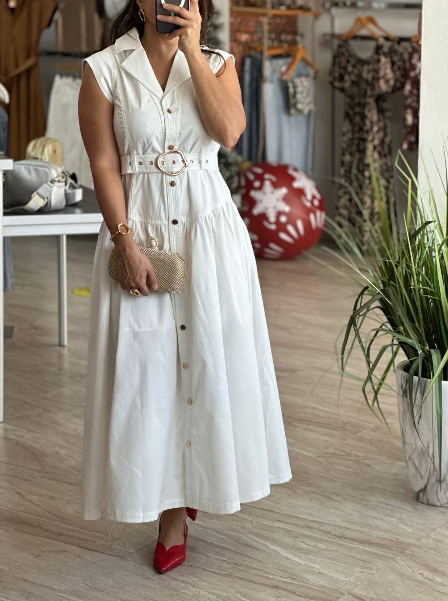 Solid Button Maxi Dress