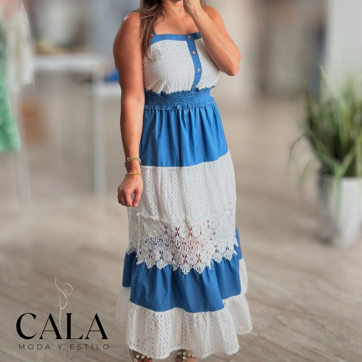 Eyelet Long Dress