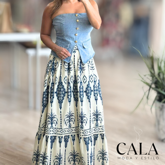 Tropical Print Maxi Skirt