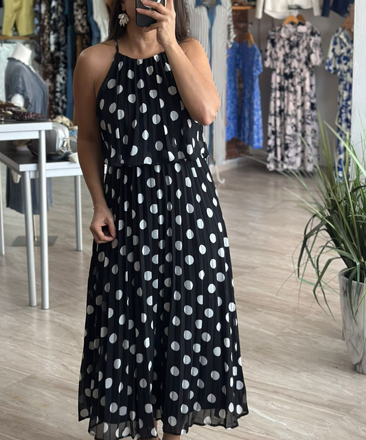 Black Polka Dot Midi Dress