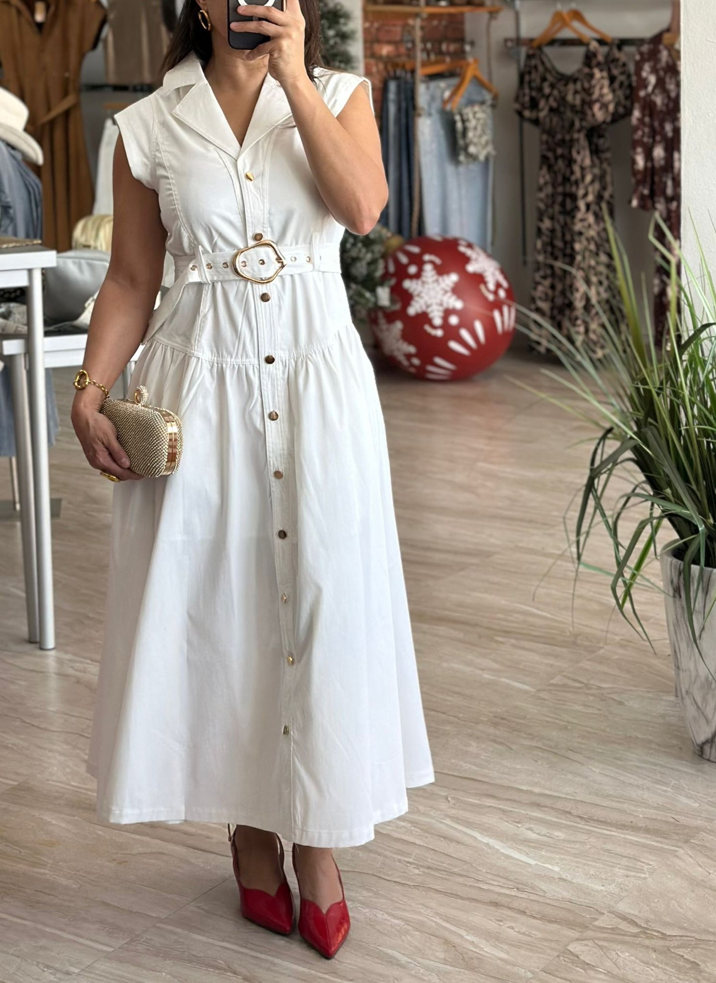 Solid Button Maxi Dress